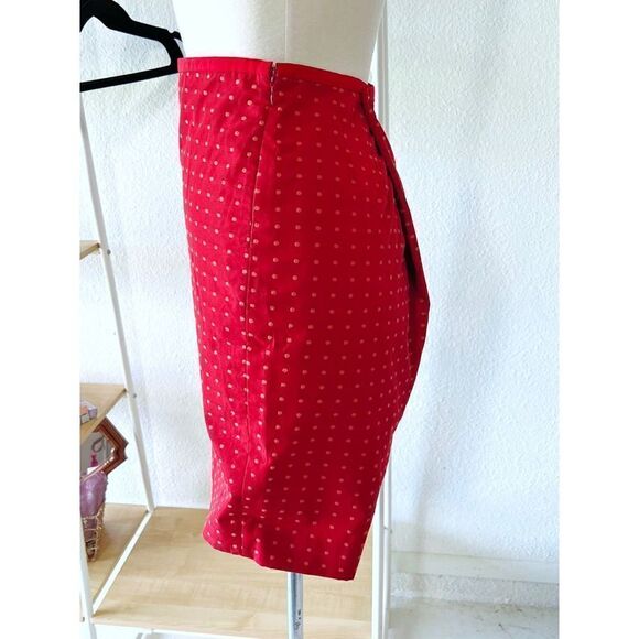 Vintage Red Textured Mini Pencil Skirt - Picture 3 of 5